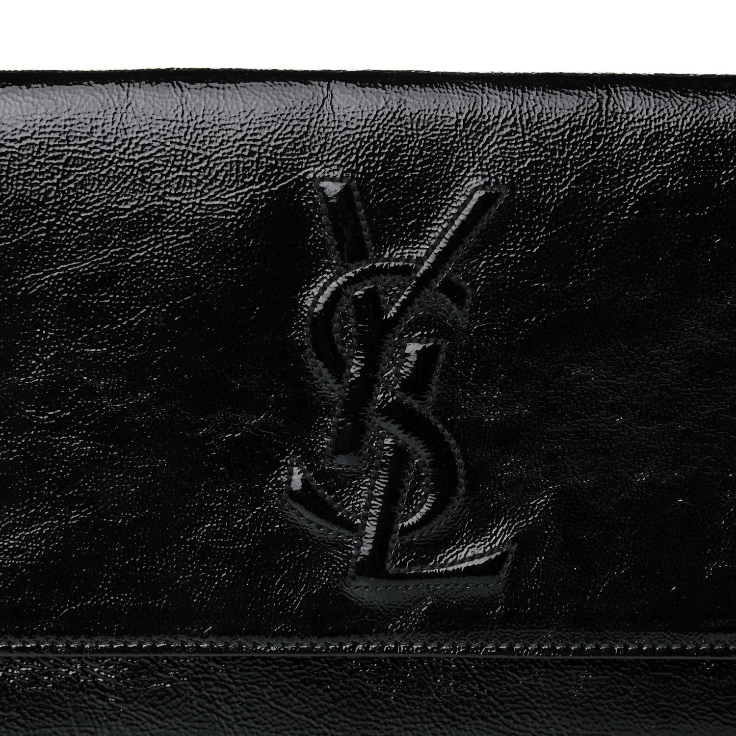 Saint Laurent Textured Patent Monogram Large Belle De Jour Clutch Black 7 of 12