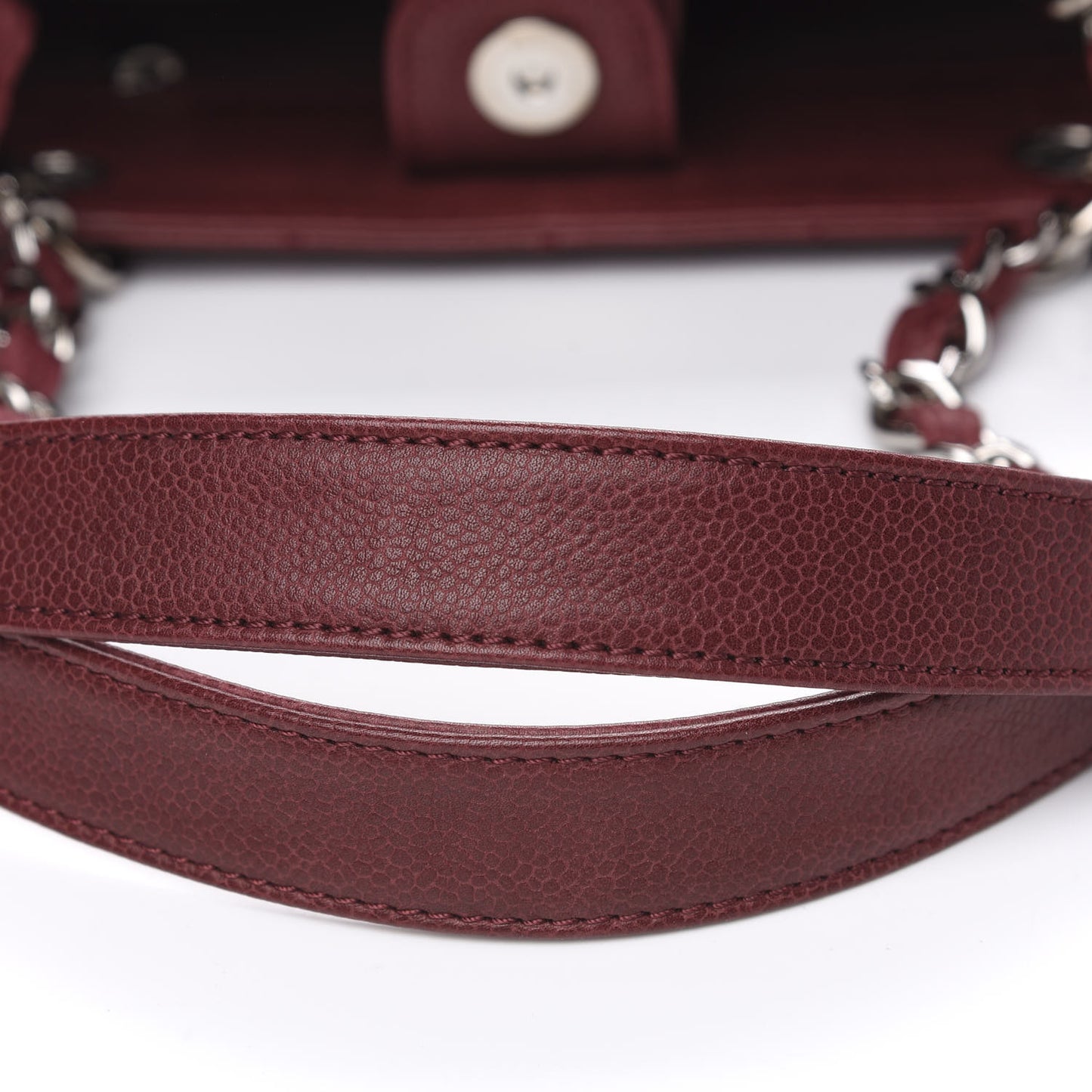 Caviar Quilted Petit Shopping Tote PST Burgundy