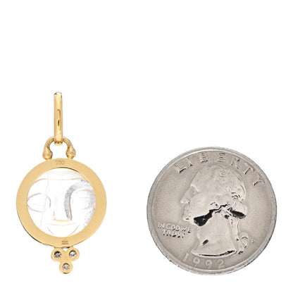 Temple St. Clair 18K Yellow Gold Diamond Rock Crystal 15mm Moonface Pendant 2 of 3