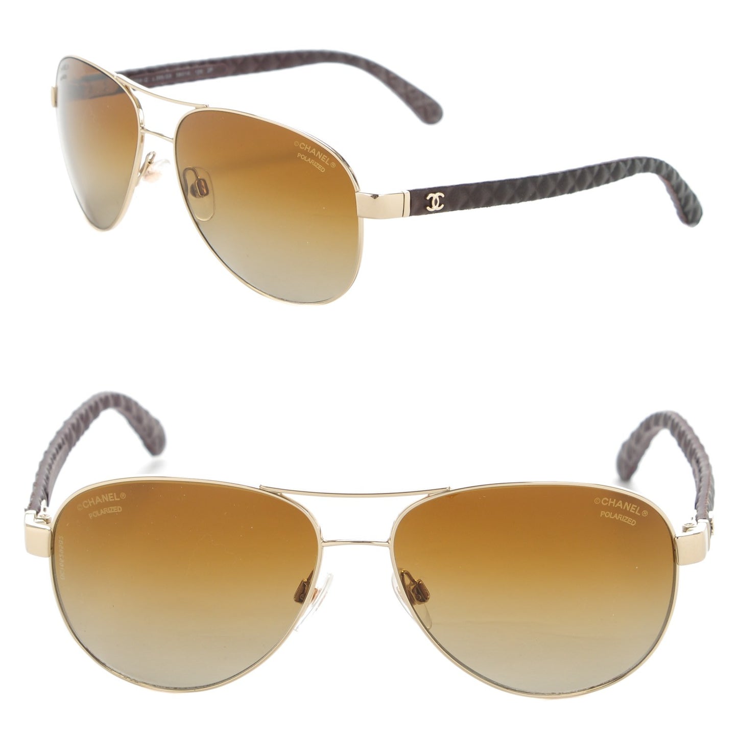 Goatskin Pilot Quilting Aviator Polarized Sunglasses 4204-Q Brown