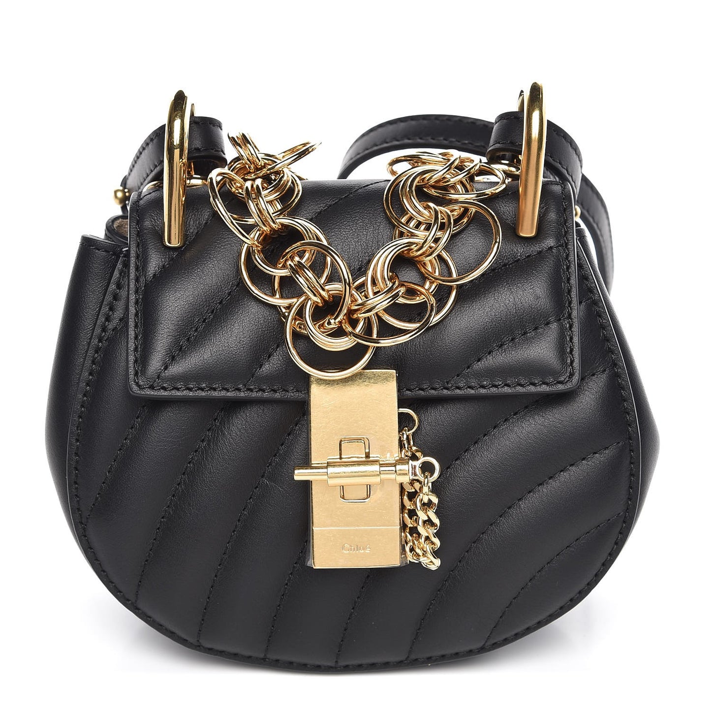 Calfskin Quilted Nano Drew Bijou Shoulder Bag Black