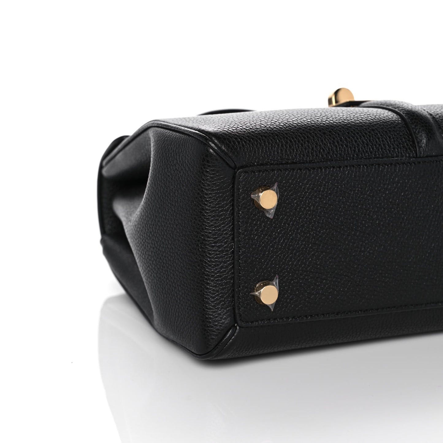 Grained Calfskin Small 16 Top Handle Bag Black