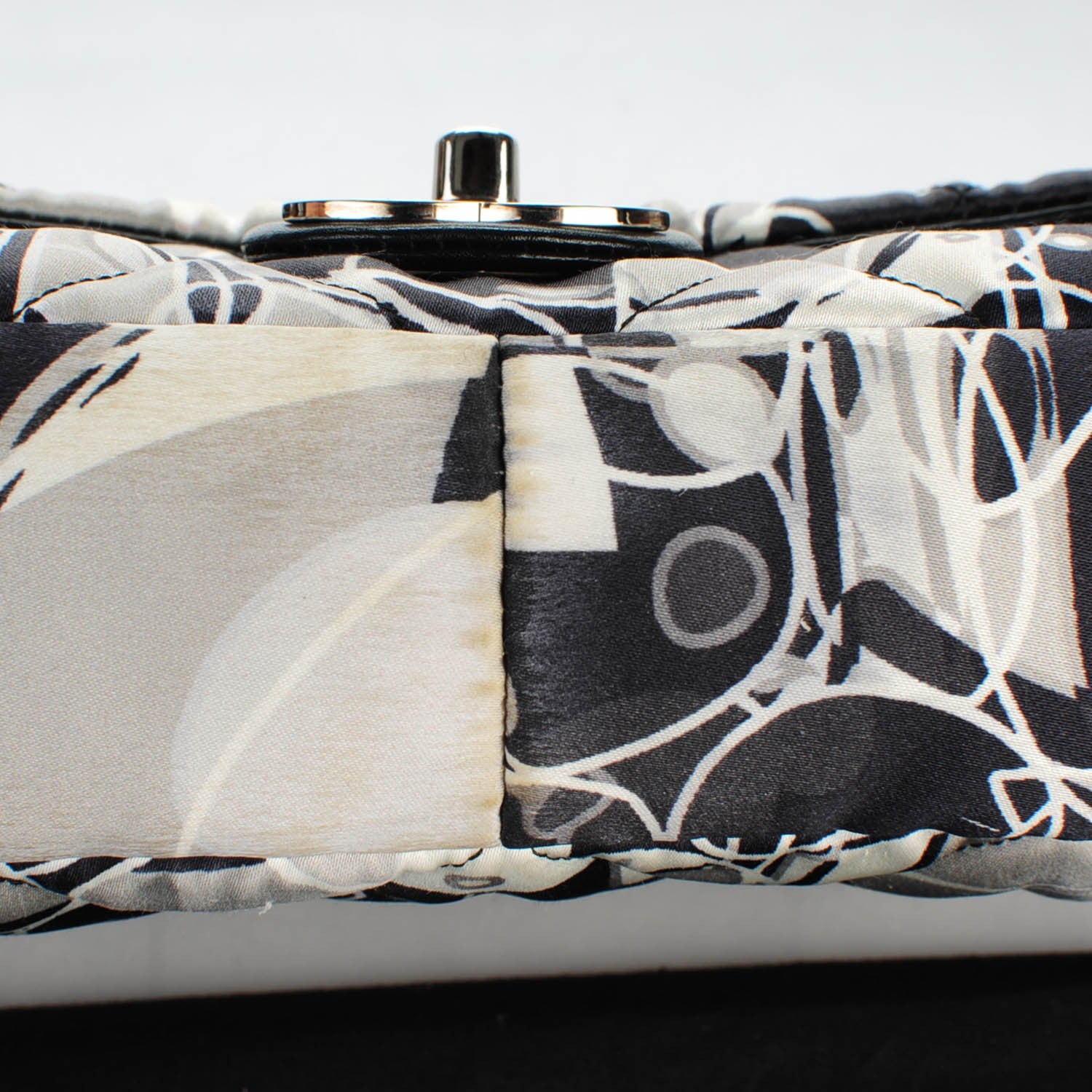 Chanel Satin Quilted Medium Kaleidoscope Flap Black White 5 of 8