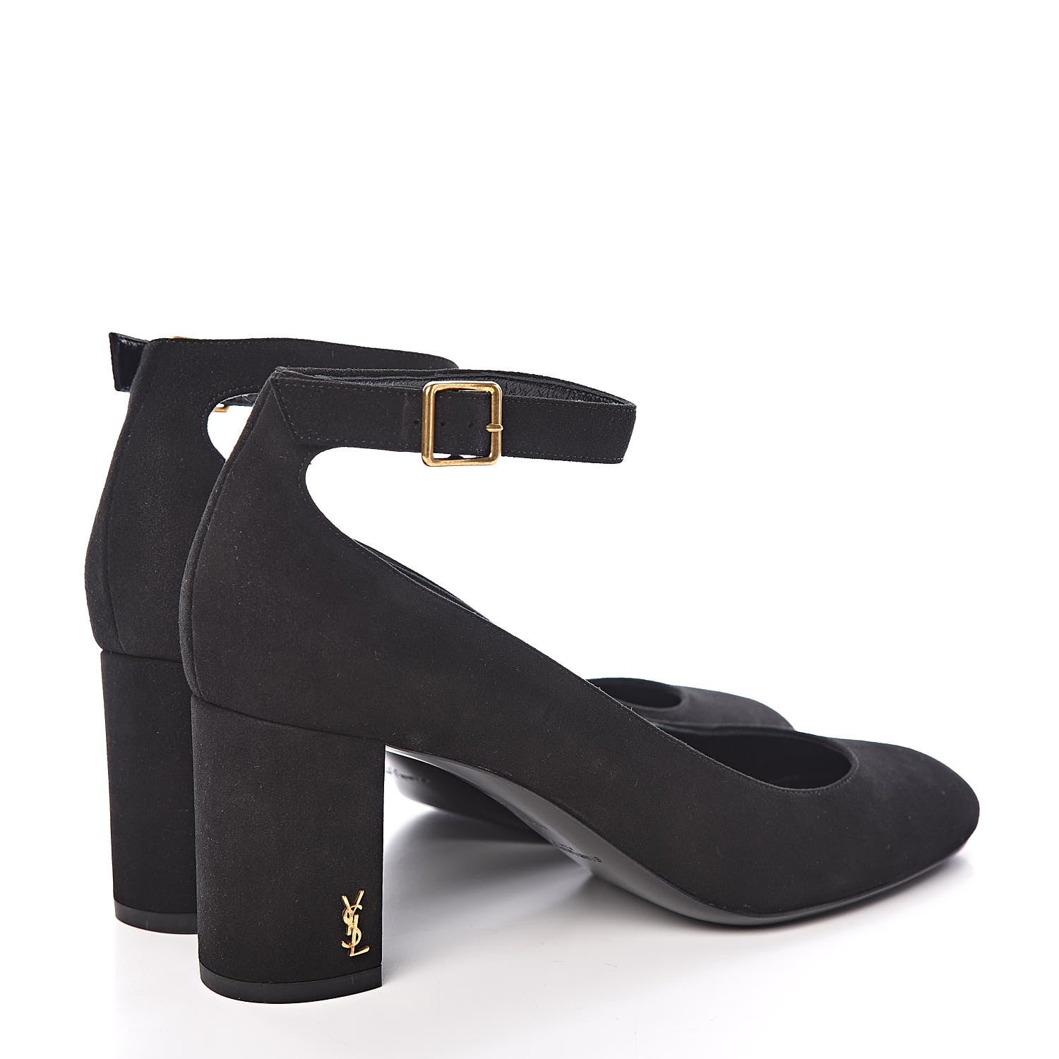 Saint Laurent Suede Loulou 70 Ankle Strap Pumps 38 Black 4 of 9