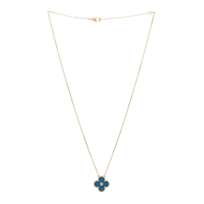 Van Cleef & Arpels 18K Yellow Gold Diamond Celestial Blue Sevres Porcelain Vintage Alhambra Pendant Necklace 2 of 3