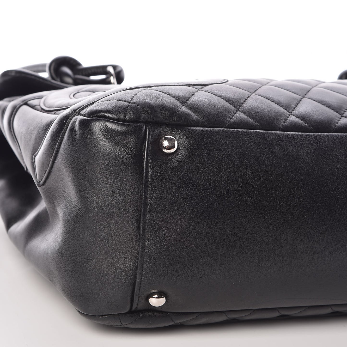 Calfskin Quilted Large Cambon Flap Black