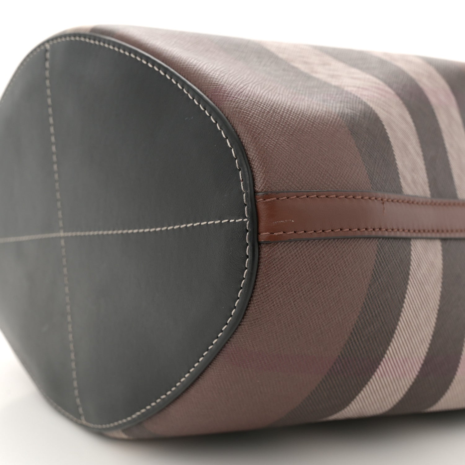 Burberry Giant Check Calfskin TB Bucket Bag Dark Birch 9 of 11