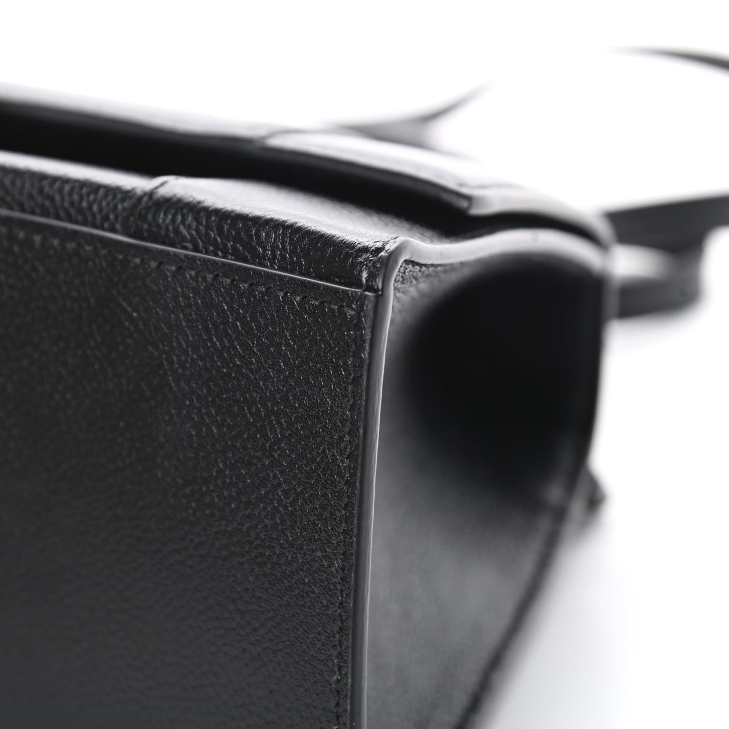 Grained Calfskin Small Hourglass Top Handle Bag Black