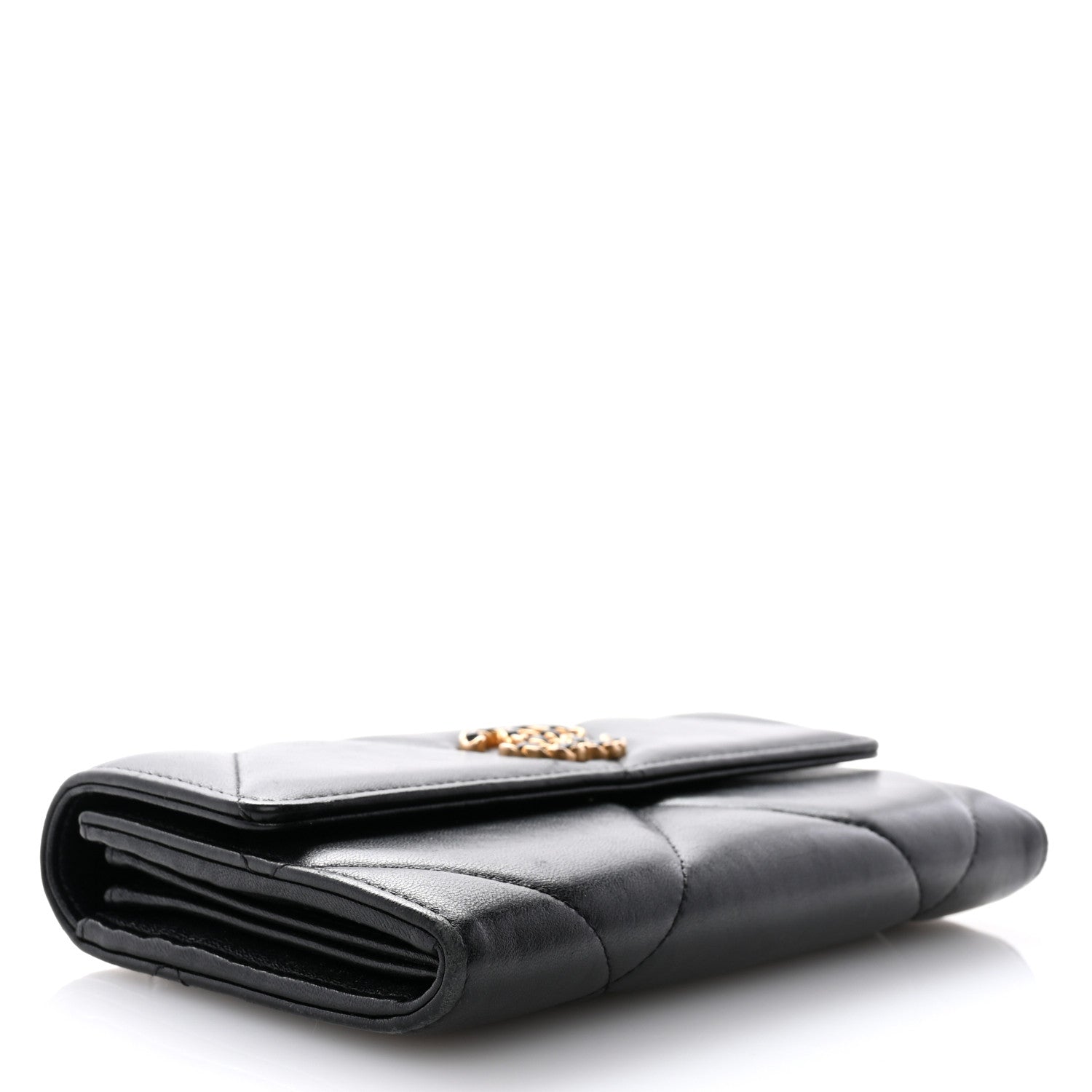 Chanel Lambskin Quilted Chanel 19 Flap Wallet Black 4 of 13