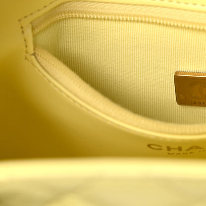 Chanel Shiny Aged Calfskin Quilted Nano Kelly Shopper Light Yellow 7 of 11