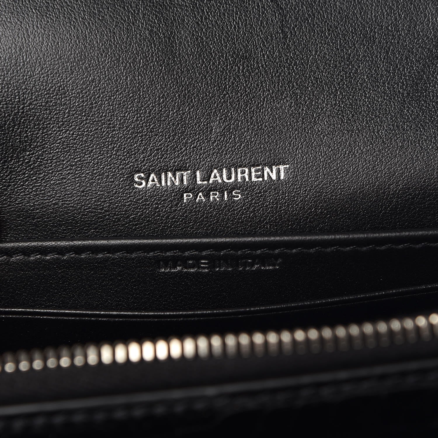 Saint Laurent Calfskin Crocodile Embossed Monogram Sunset Chain Wallet Black 6 of 6