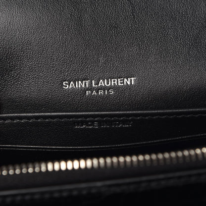 Saint Laurent Calfskin Crocodile Embossed Monogram Sunset Chain Wallet Black 6 of 6