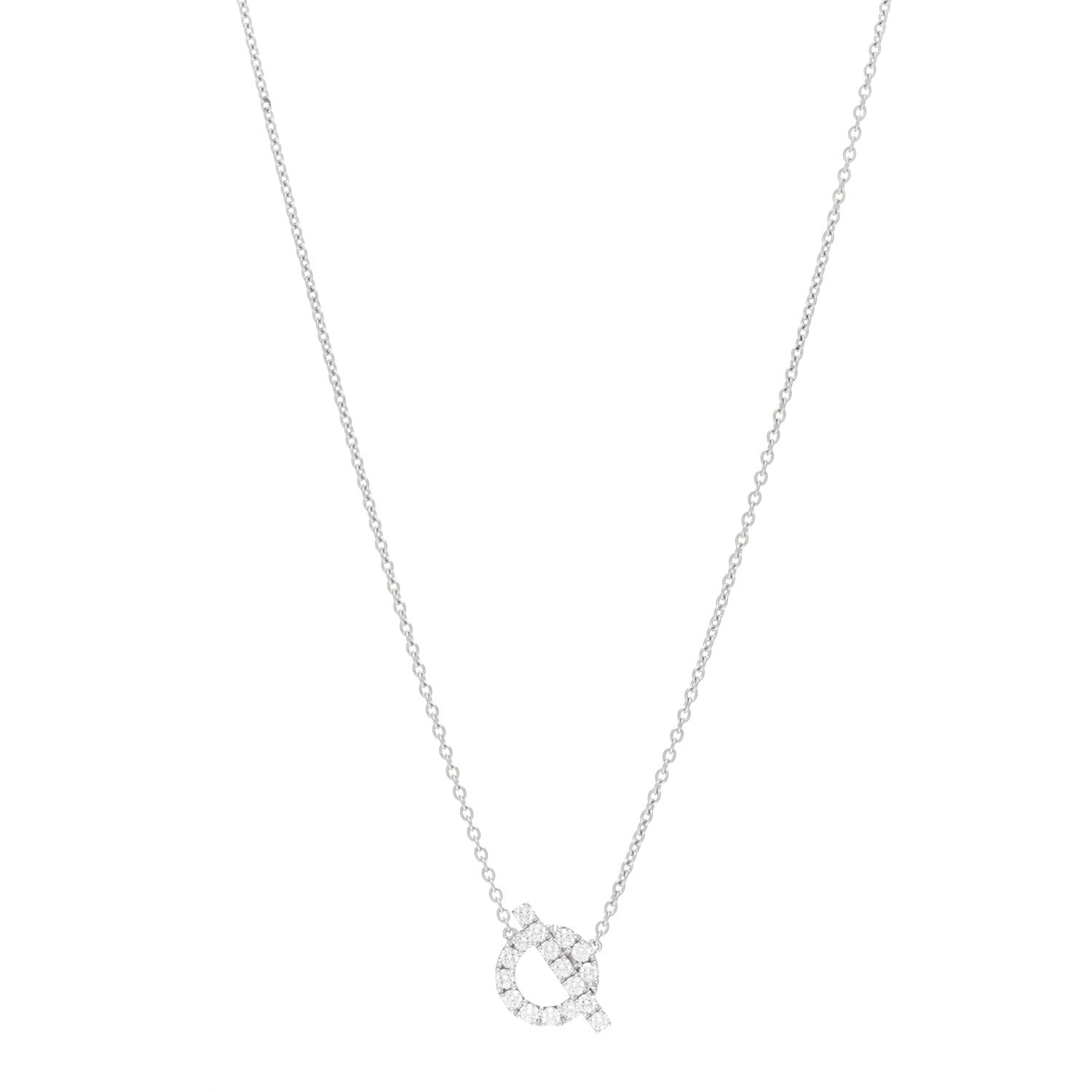 Hermes 18K White Gold Diamond Finesse Pendant Necklace 1 of 5