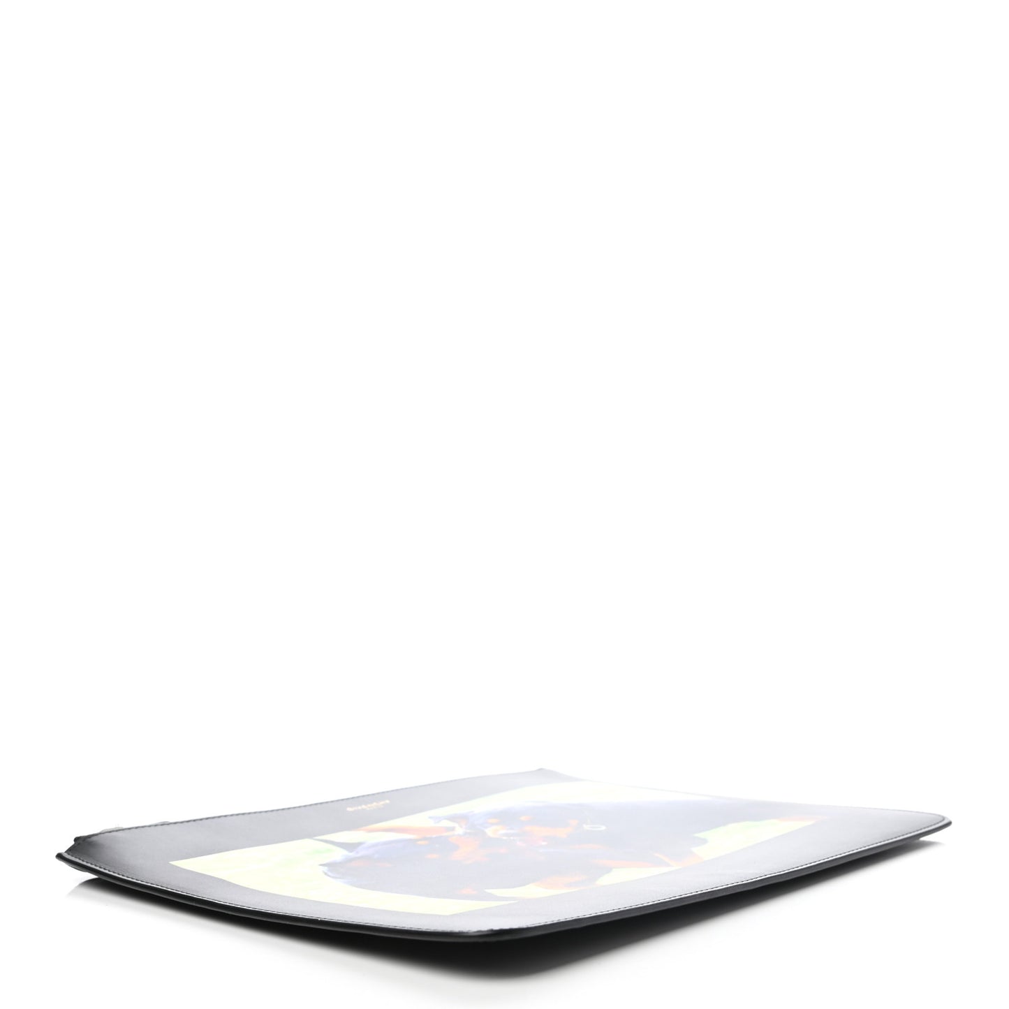 Calfskin Fighting Rottweiler Print Pouch Black