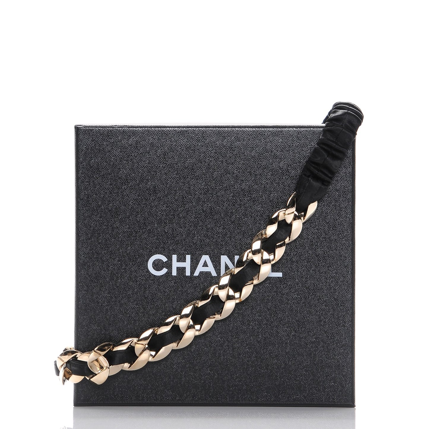 Satin Chain Headband Black Gold