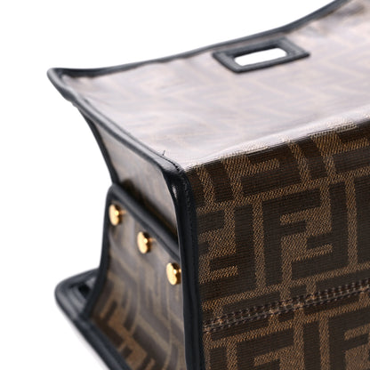 Fendi Glazed Fabric Vitello Century FF 1974 Stamp Patch Mini Peekaboo Defender Cover Mogano Panna Black 12 of 14