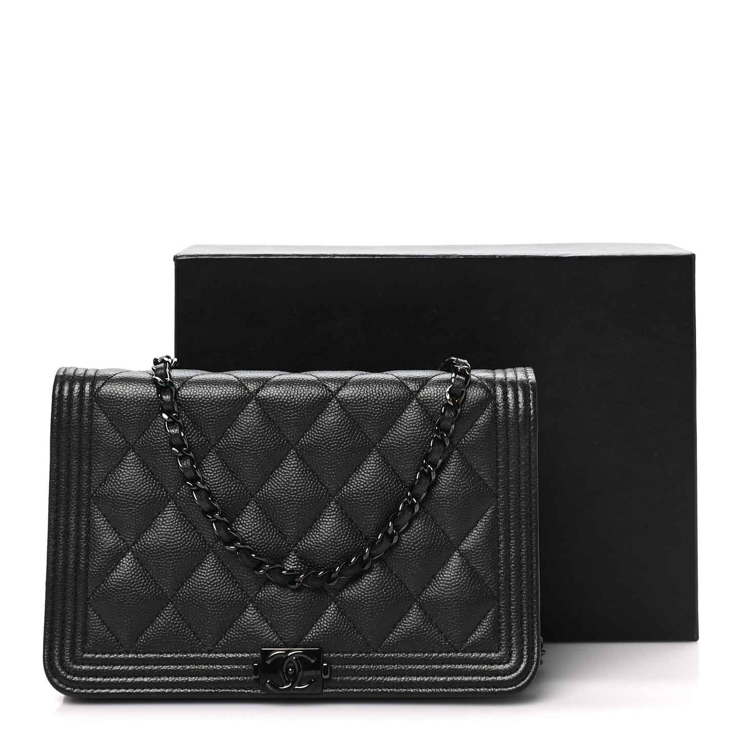 Caviar Quilted Boy Wallet On Chain WOC So Black