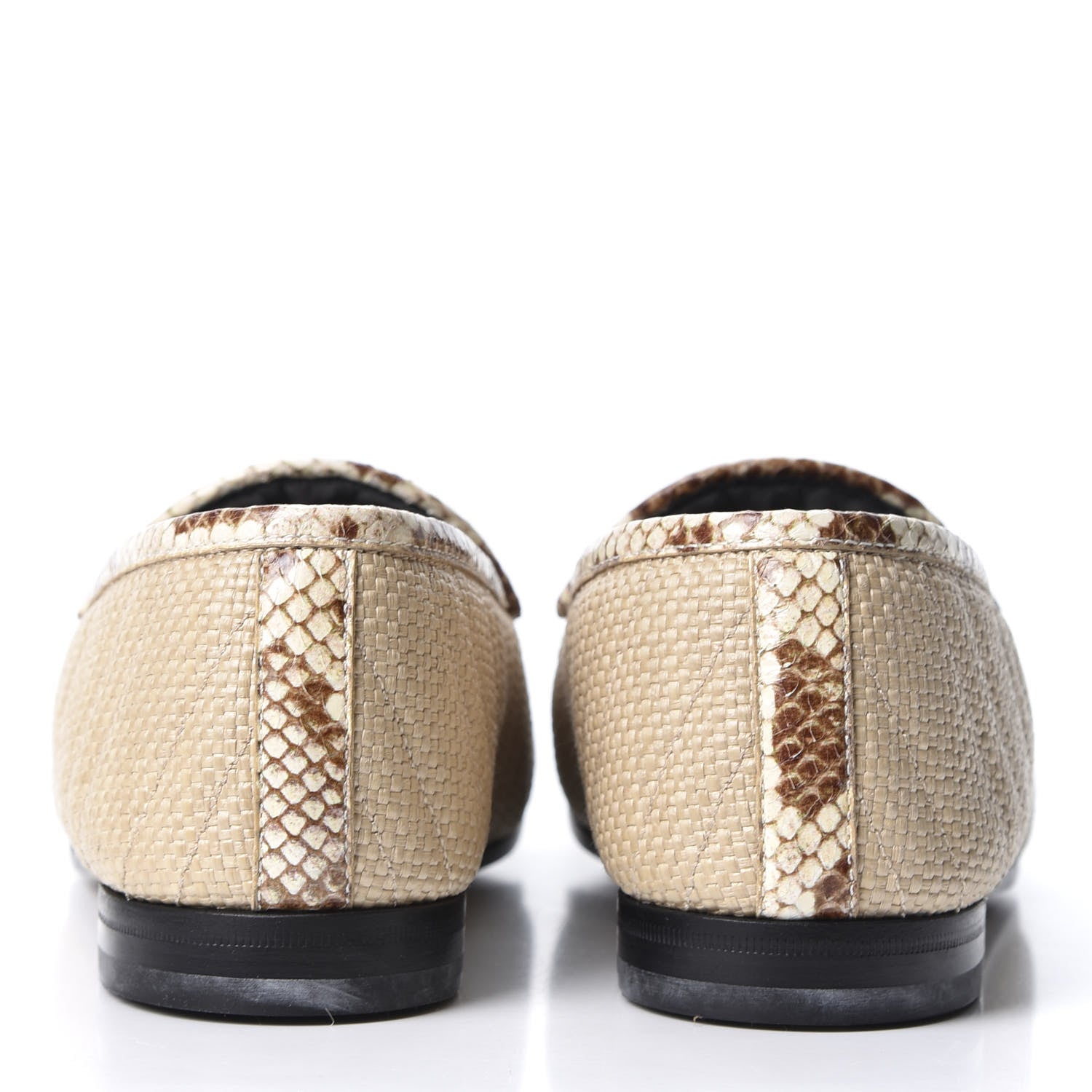 Gucci Raffia Elaphe Matelasse Horsebit Womens Jordaan Loafers 39 Natural Cream Brown 5 of 10