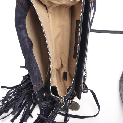 Givenchy Calfskin Suede Fringe Cross 3 Crossbody Bag Dark Blue 13 of 15