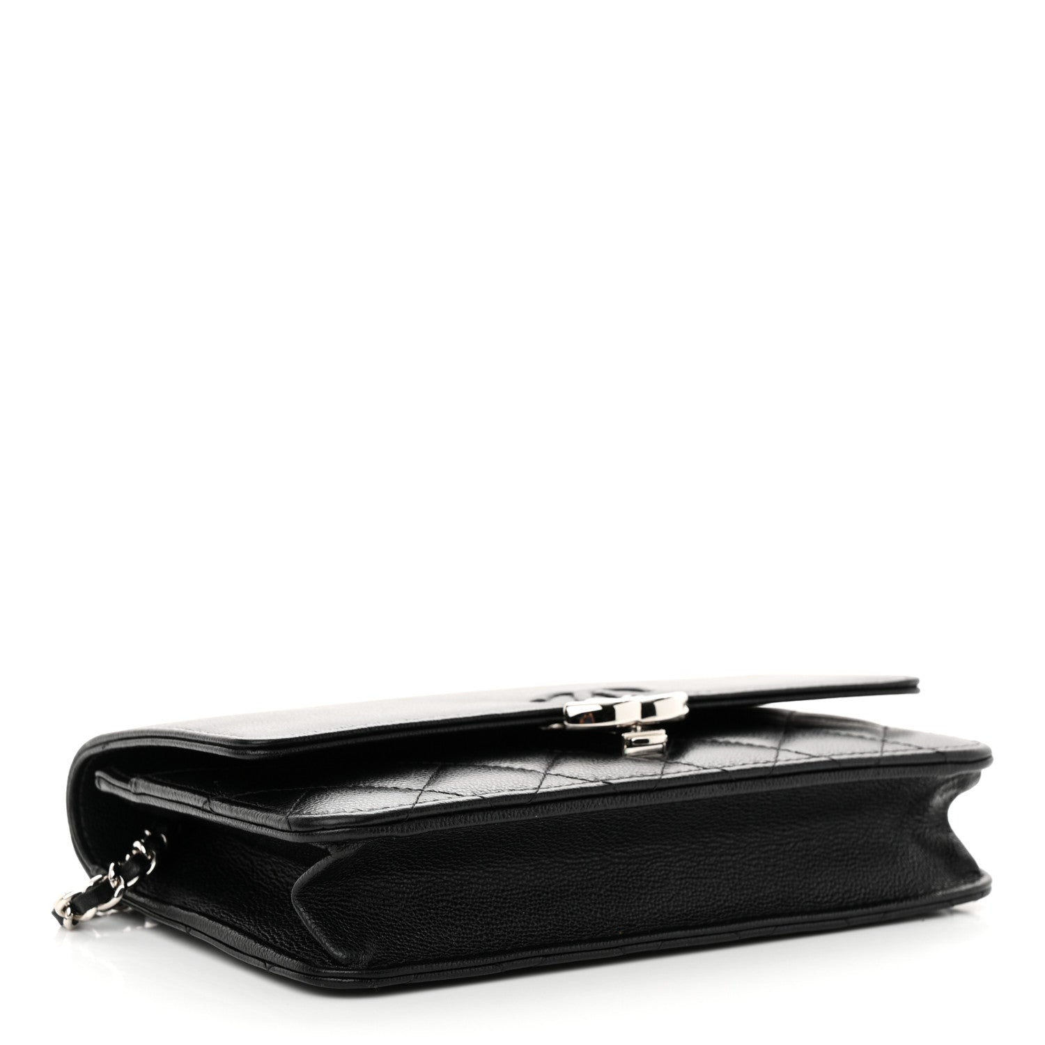 Chanel Grained Calfskin Quilted CC Box Wallet On Chain WOC Black 4 of 13