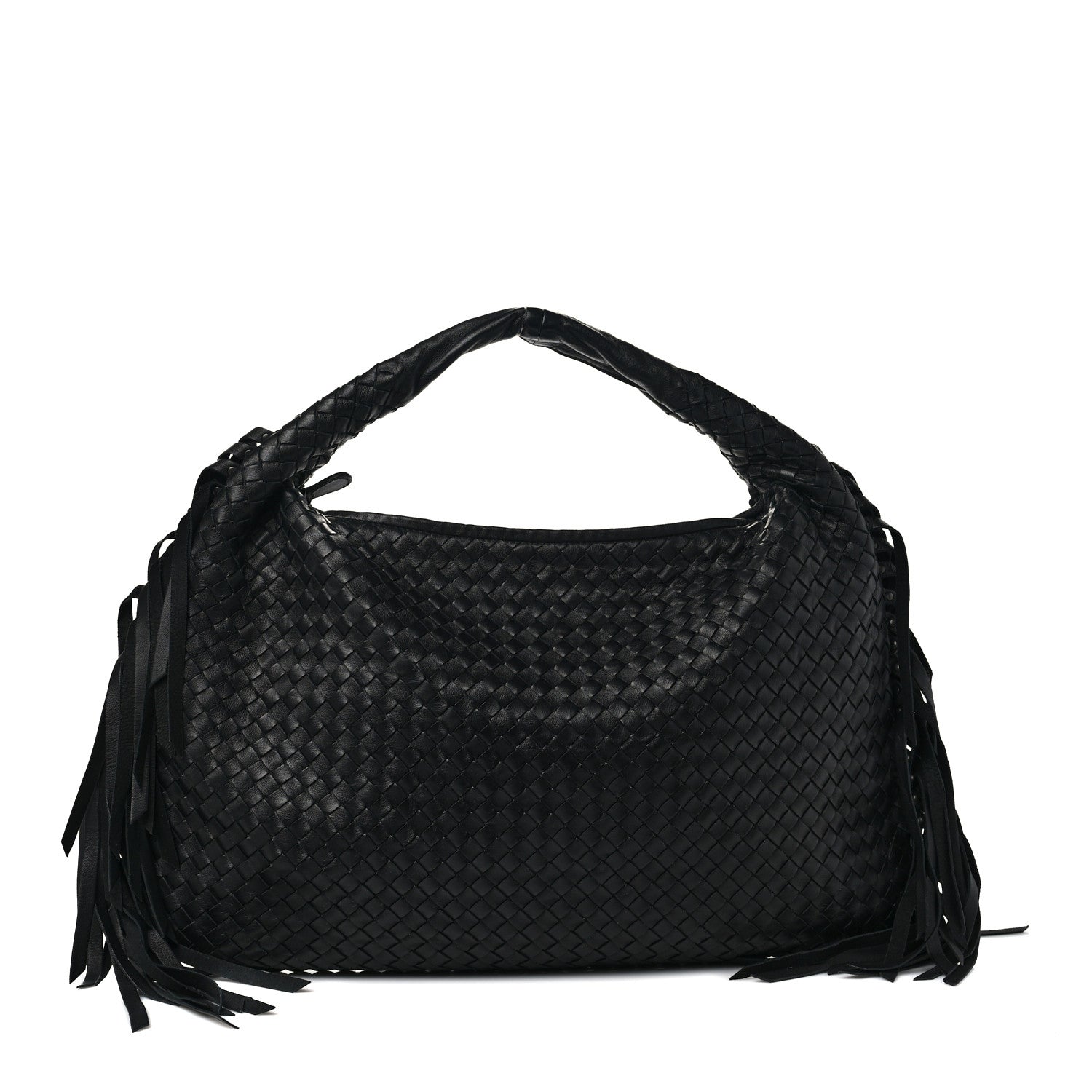 Bottega Veneta Nappa Intrecciato Veneta Large Fringed Hobo Black 1 of 7