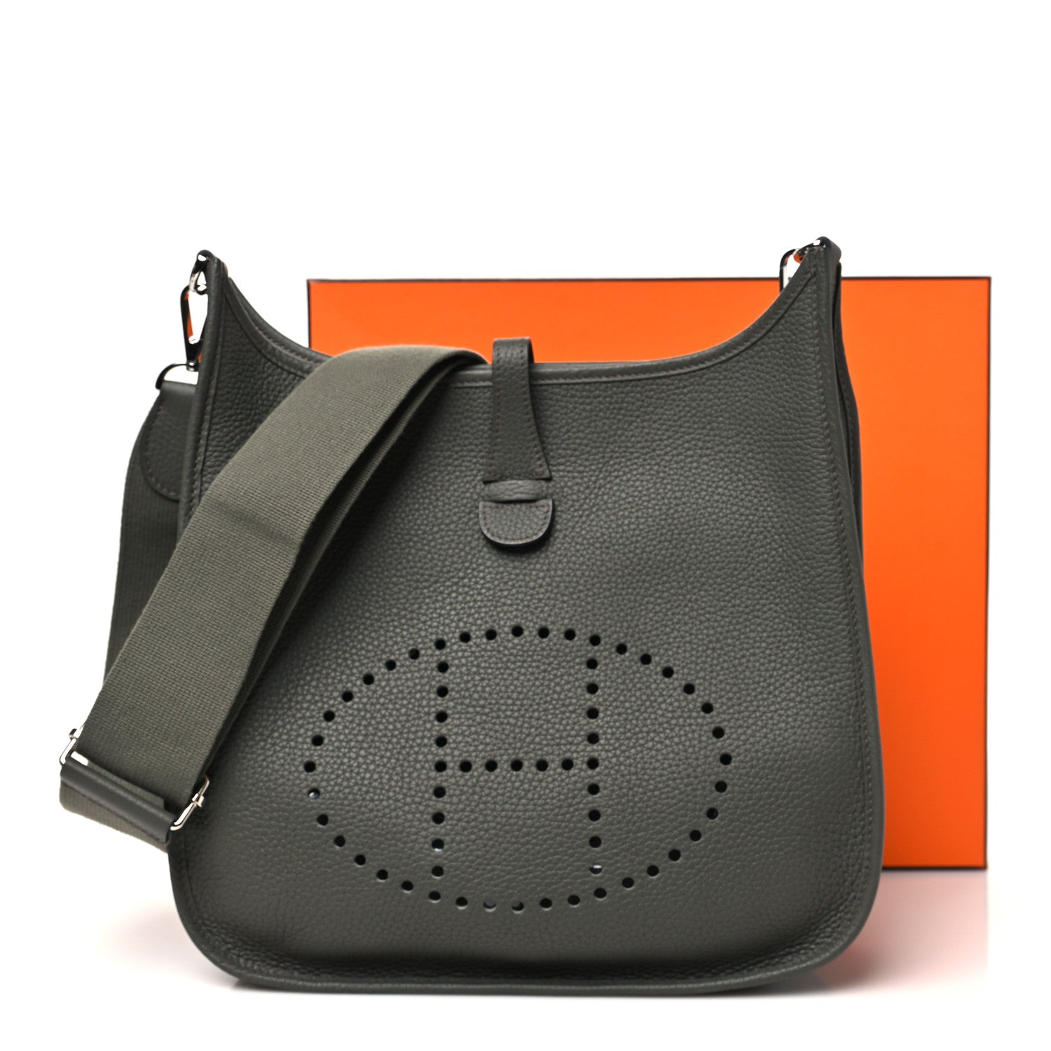 Hermes Taurillon Clemence Evelyne III PM Vert De Gris 10 of 10