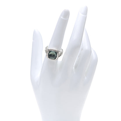 David Yurman Sterling Silver Diamond Prasiolite 11mm Albion Ring 57 8 2 of 5
