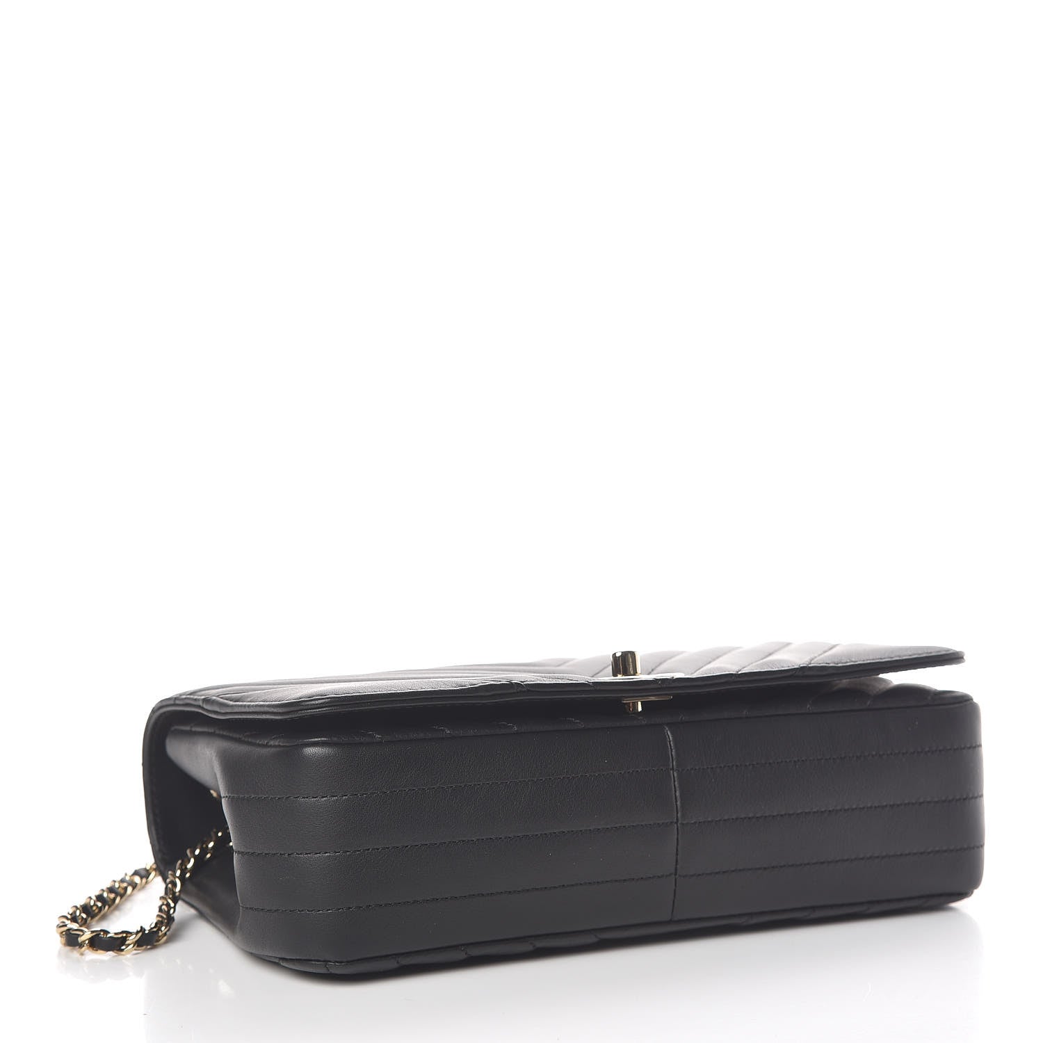 Chanel Calfskin Chevron Quilted Statement Flap Black 4 of 11