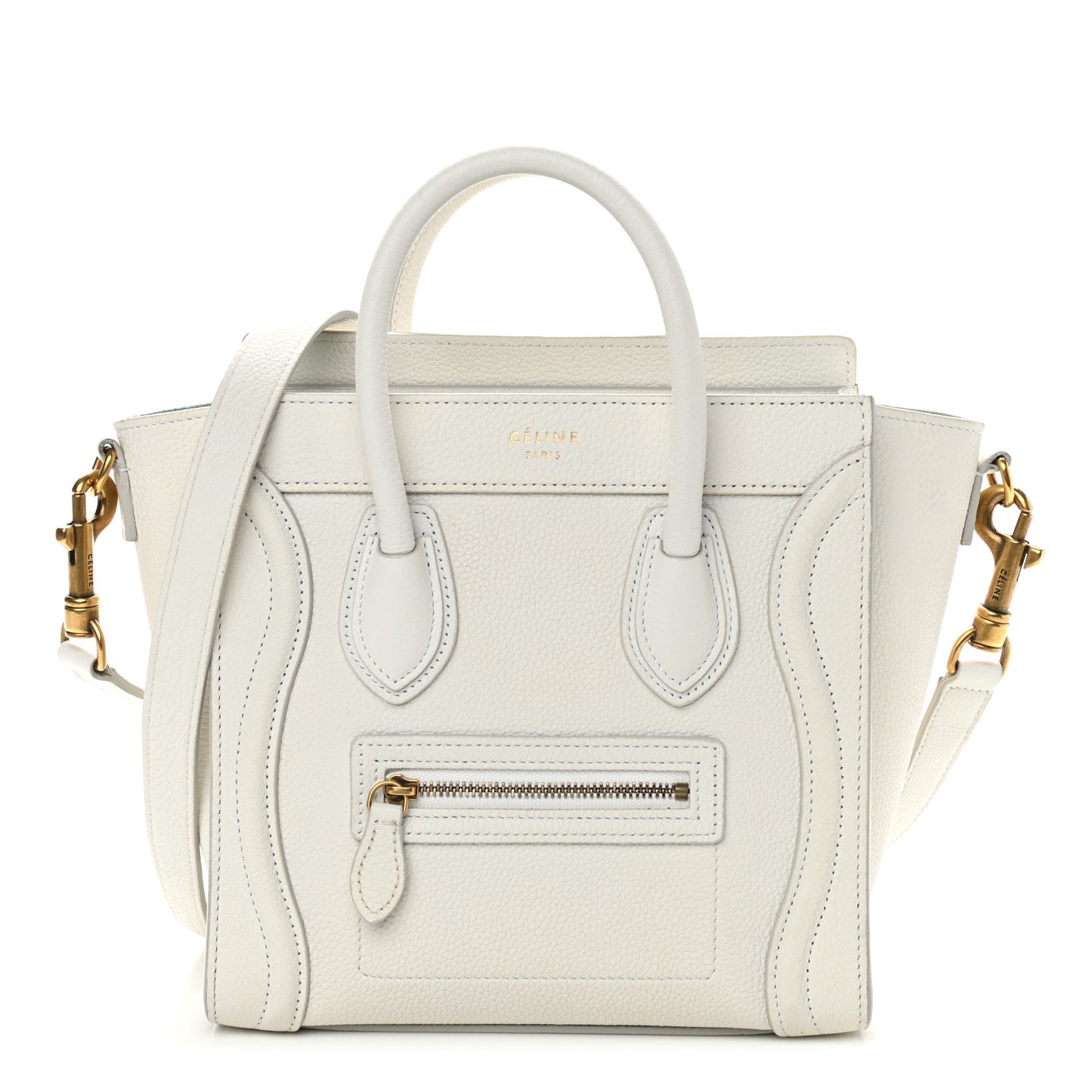 Drummed Calfskin Nano Luggage White