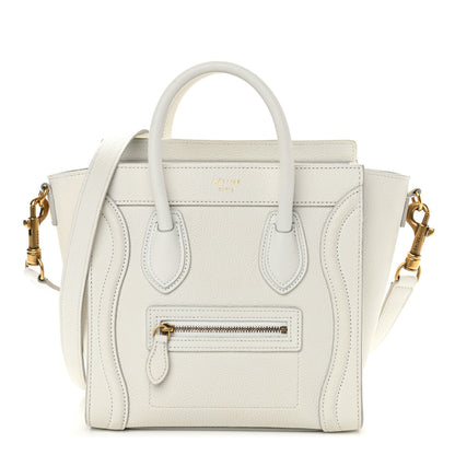 Celine Drummed Calfskin Nano Luggage White 1 of 13