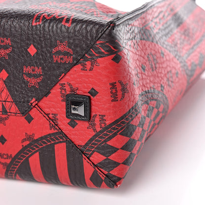MCM Visetos Baroque Print Kira North South Shopper Tote Red 10 of 13