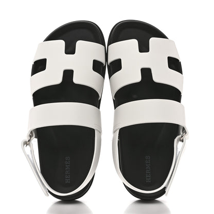 Hermes Calfskin Womens Genius Sandals 37 White 2 of 10