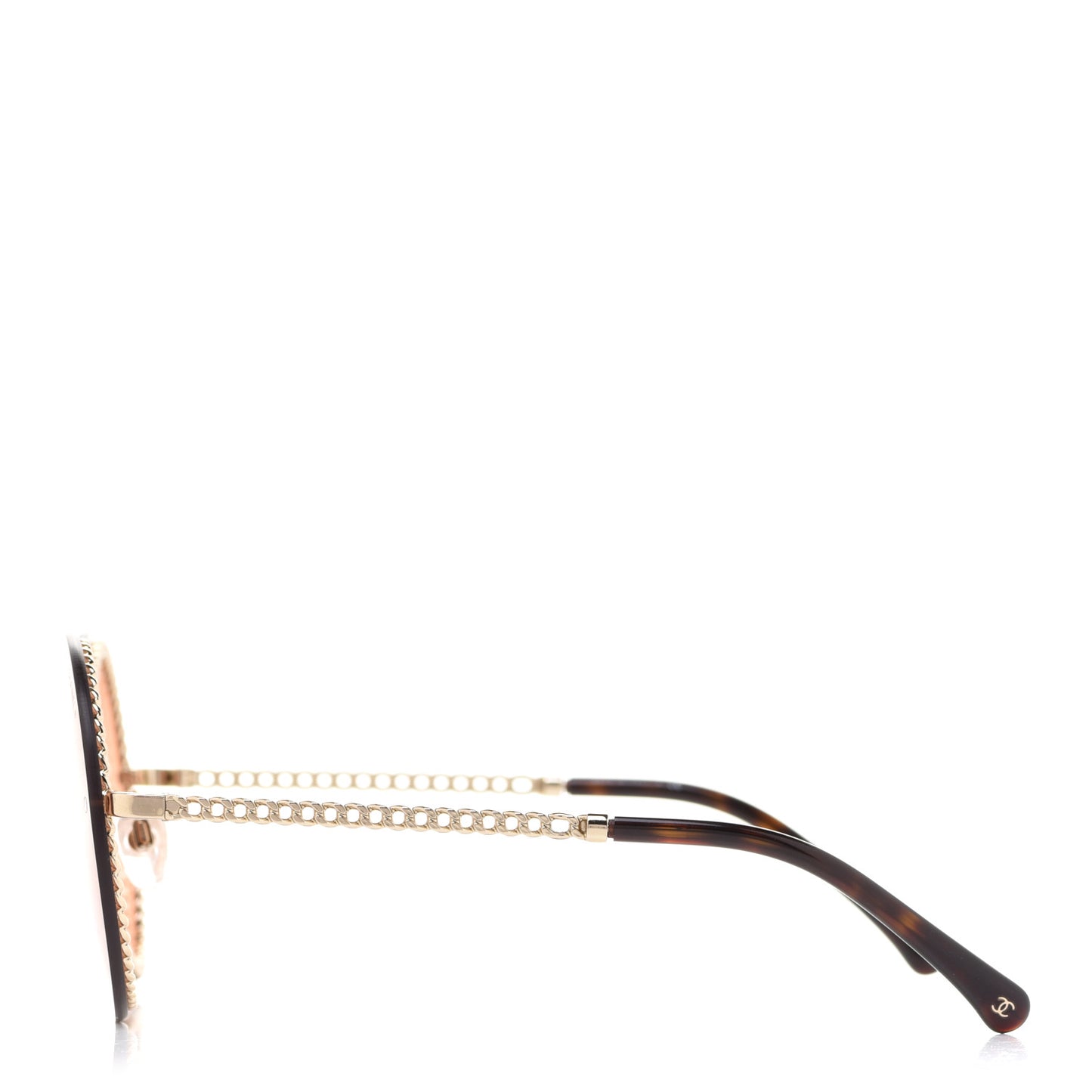 Round Removable Triple Hanging Chain Sunglasses 4245 Light Brown
