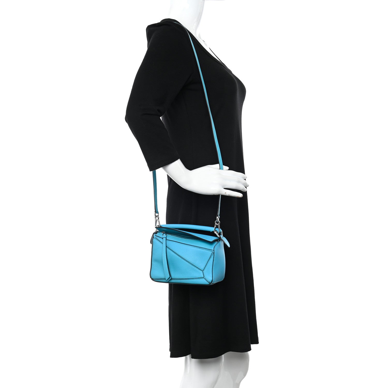 Loewe Calfskin Mini Puzzle Bag Cyan 2 of 9