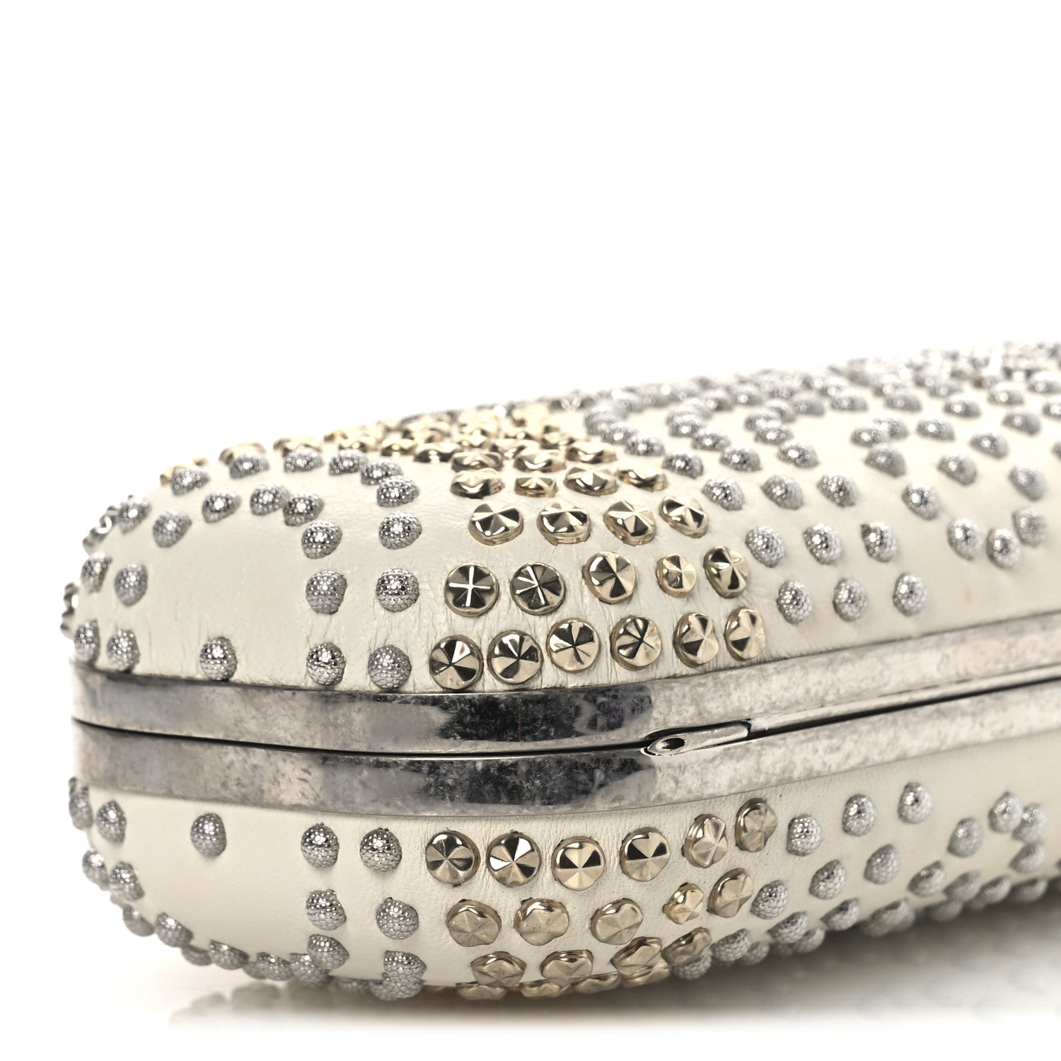 Alexander McQueen Nappa Studded Twin Skull Box Clutch Ivory 9 of 14