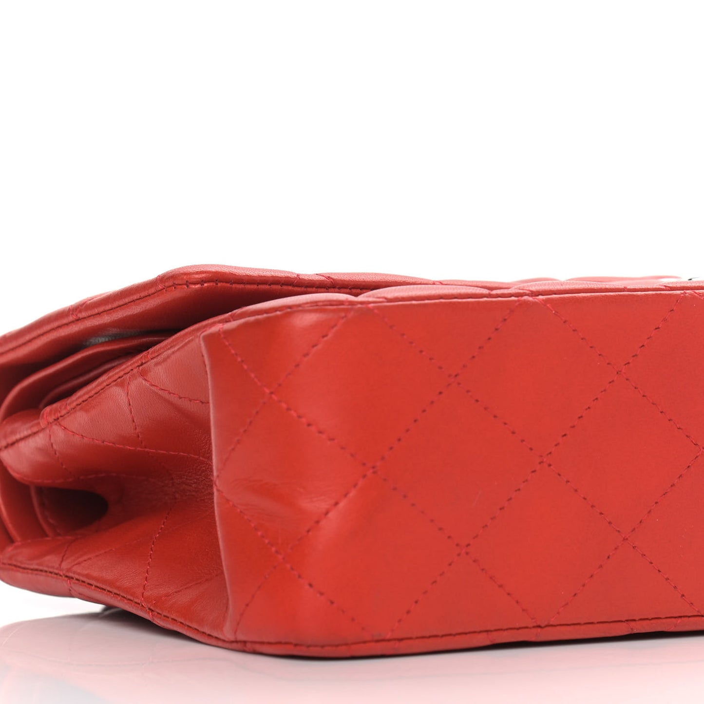 Lambskin Quilted Medium Double Flap Red