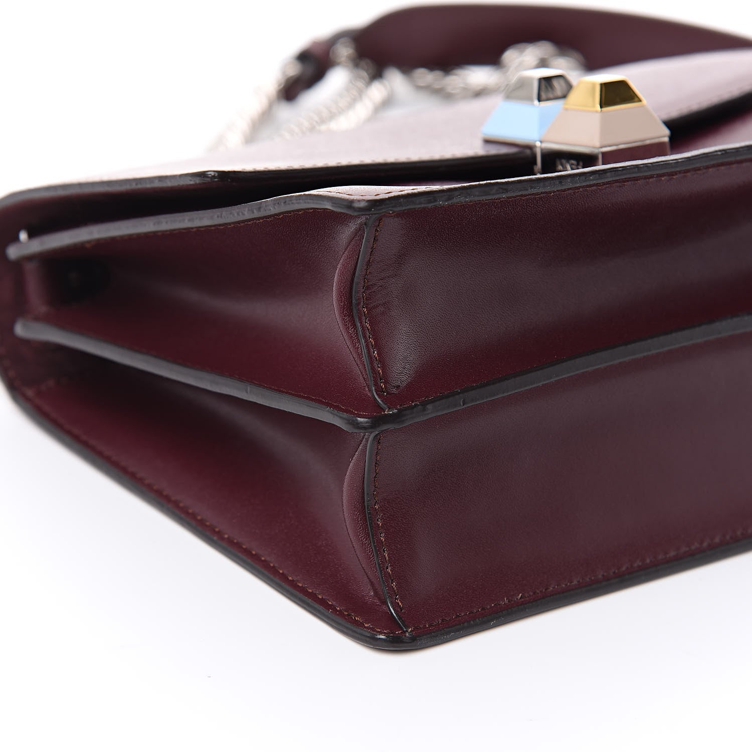 Fendi Vitello Liberty Studded Small Kan I Shoulder Bag Bordeaux Multicolor 8 of 9