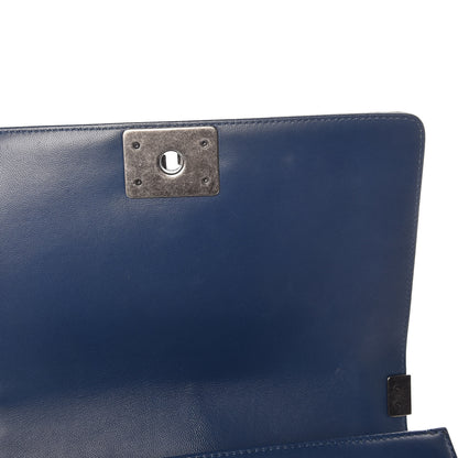 Chanel Wrinkled Lambskin Chevron Quilted Medium Boy Flap Navy 15 of 15