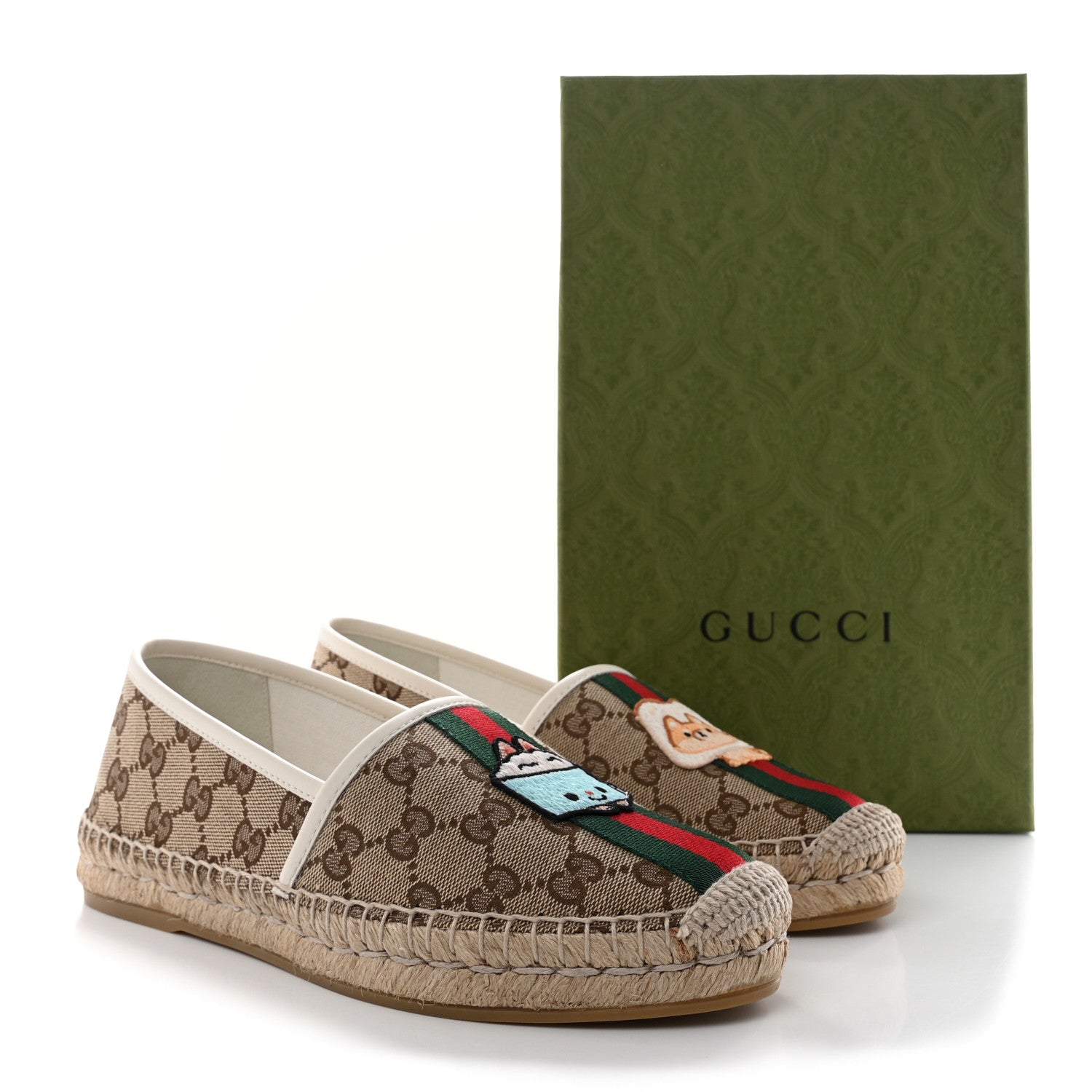 Gucci X PIKARAR GG Supreme Monogram Espadrilles 39 Beige Ebony White 9 of 9