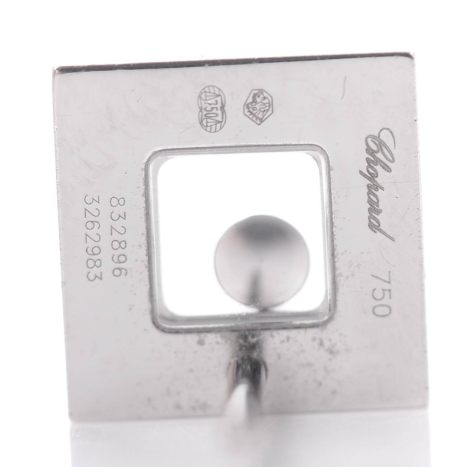 Chopard 18K White Gold Happy Diamonds Square Earrings 4 of 4
