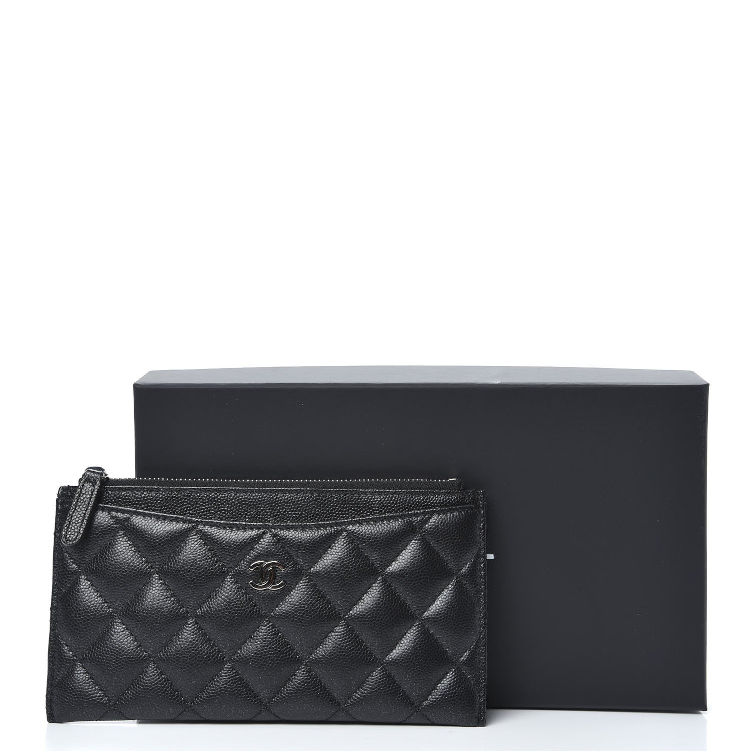 Chanel Iridescent Caviar Quilted Classic Zip Pouch Black 10 of 10