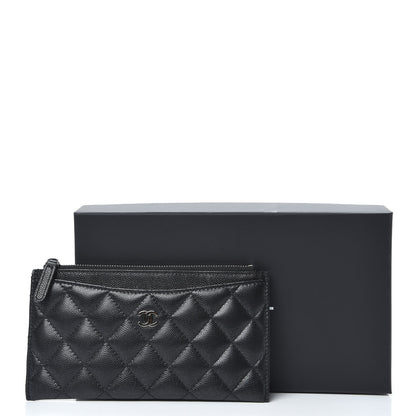 Chanel Iridescent Caviar Quilted Classic Zip Pouch Black 10 of 10