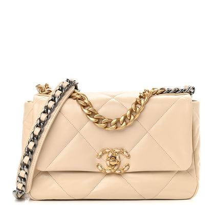 Chanel Lambskin Quilted Medium Chanel 19 Flap Beige 1 of 9