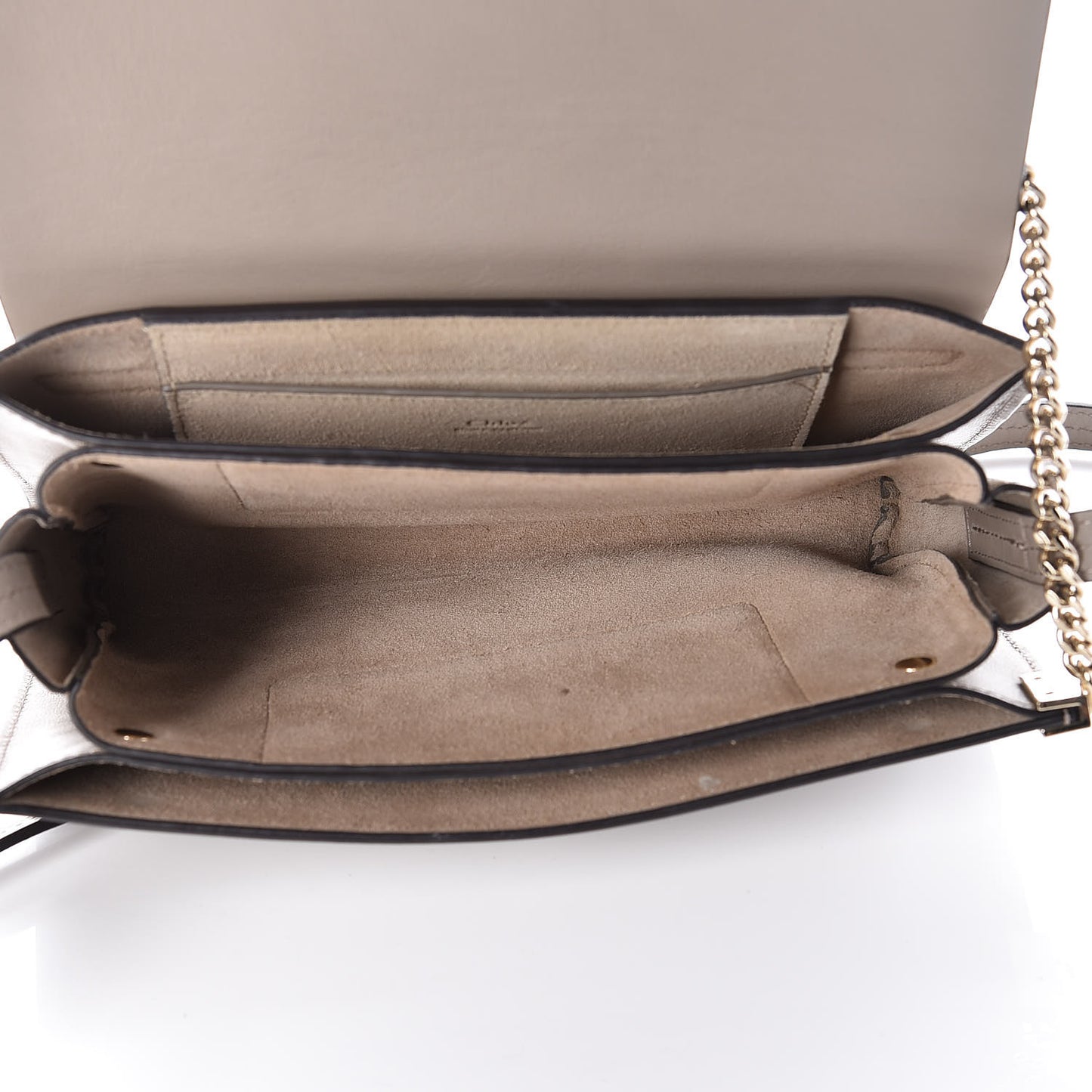 Suede Calfskin Small Faye Shoulder Bag Motty Grey