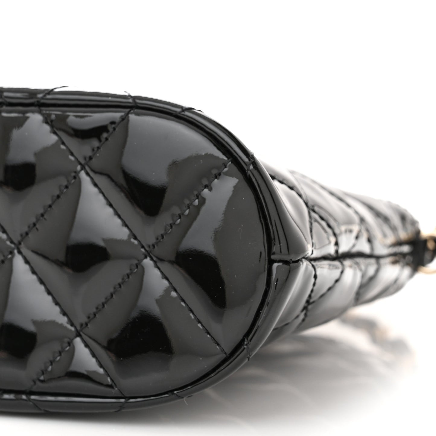 Patent Quilted Shiny Coco Small Shopping Bag Black