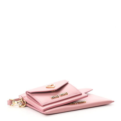 Miu Miu Soft Calfskin Heart Envelope Wallet Wristlet Rosa 4 of 15