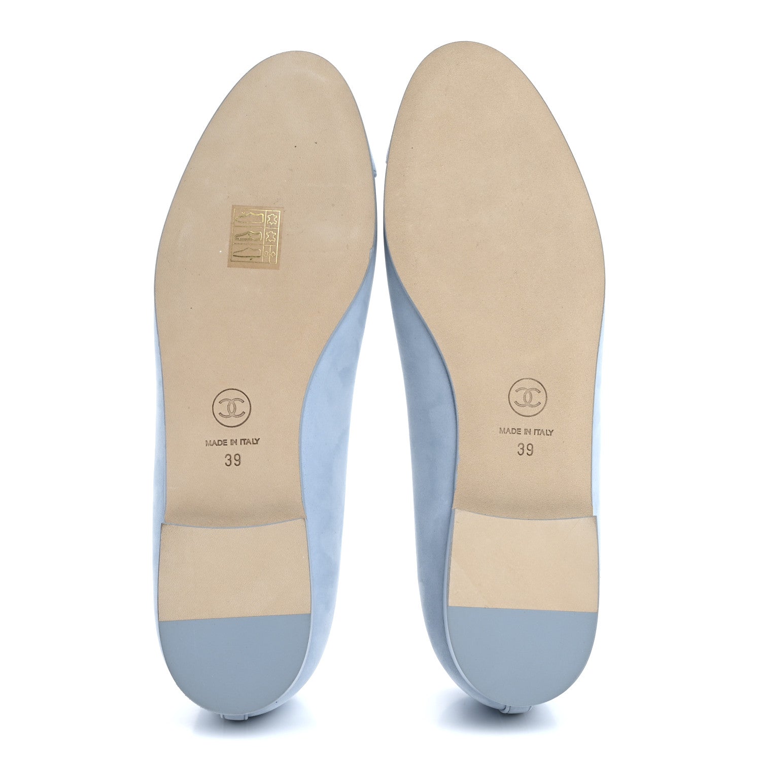 Chanel Suede Calfskin Cap Toe CC Ballerina Flats 39 Light Blue 6 of 10