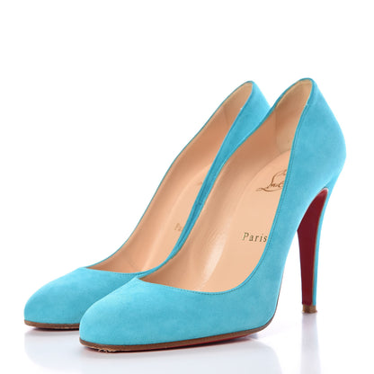 Christian Louboutin Suede Ron Ron 100 Pumps 39 Turquoise 3 of 12