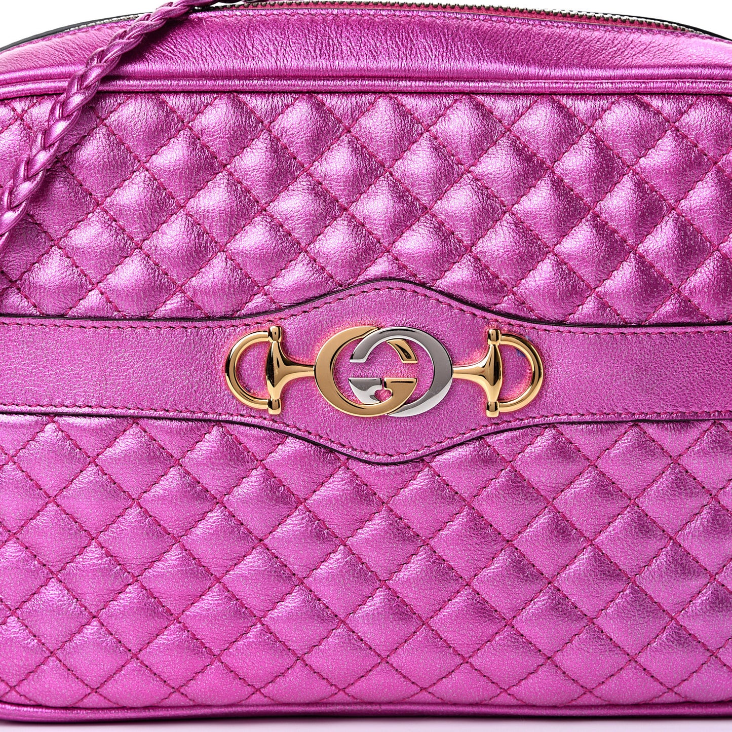 Laminated Nappa Trapuntata Small Zumi Shoulder Bag Fuxia