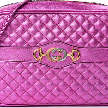 Gucci Laminated Nappa Trapuntata Small Zumi Shoulder Bag Fuxia 7 of 9